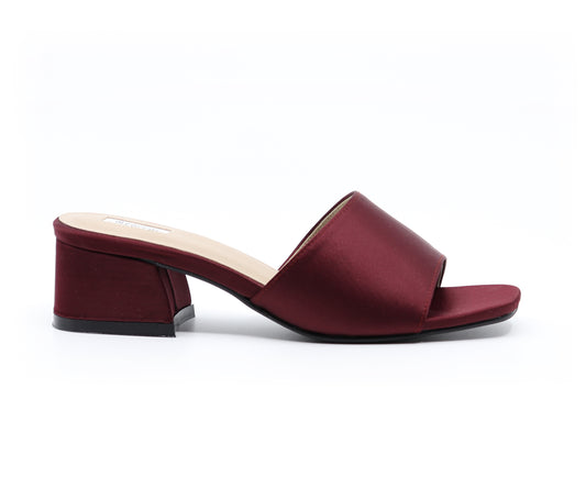 Satin Maroon Mid Heel