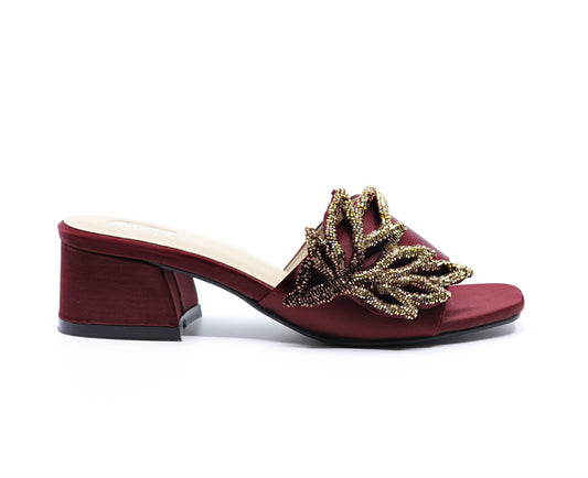 Mid heel - Maroon Shimmering Wing