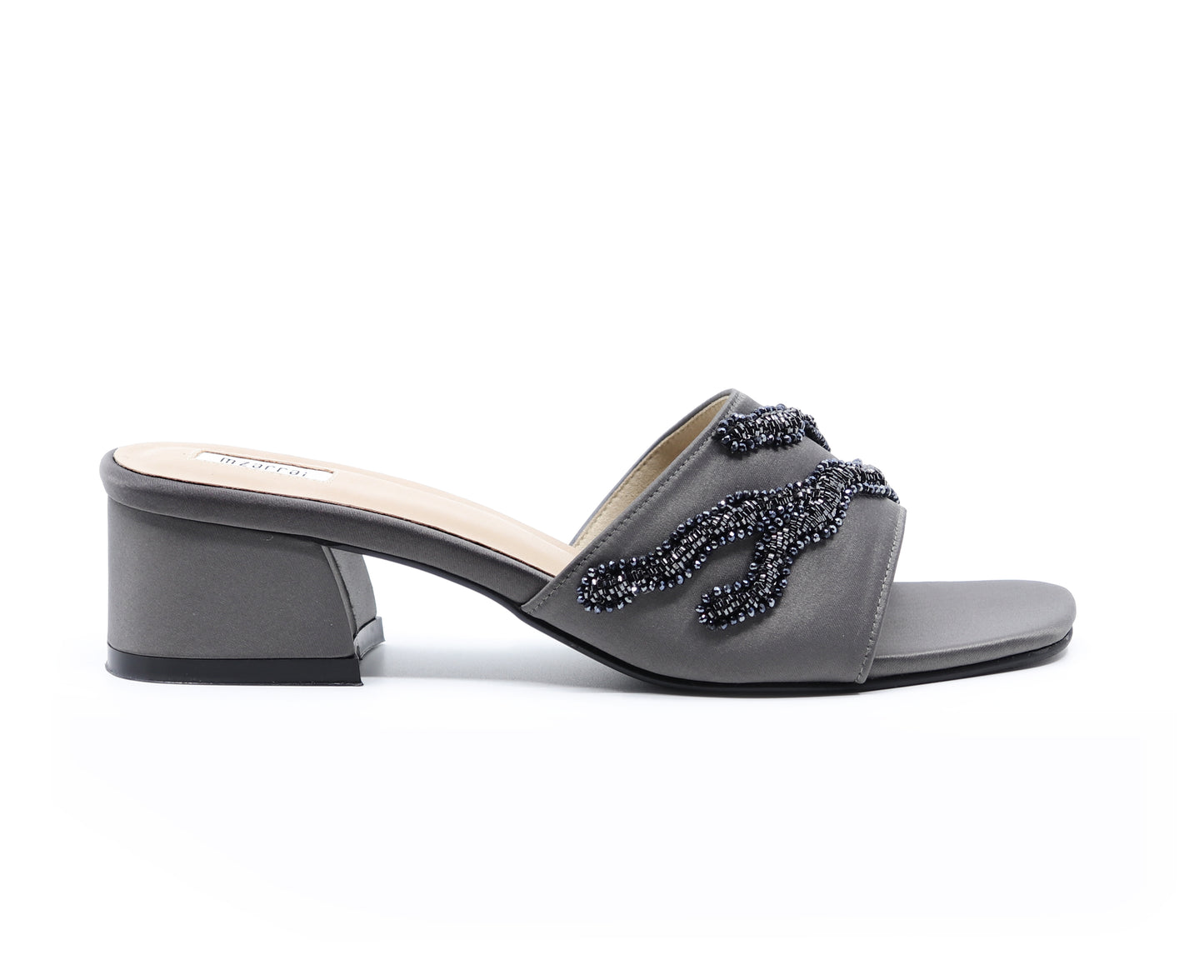 Mid Heel Stormy Collection - Smoke Grey Satin